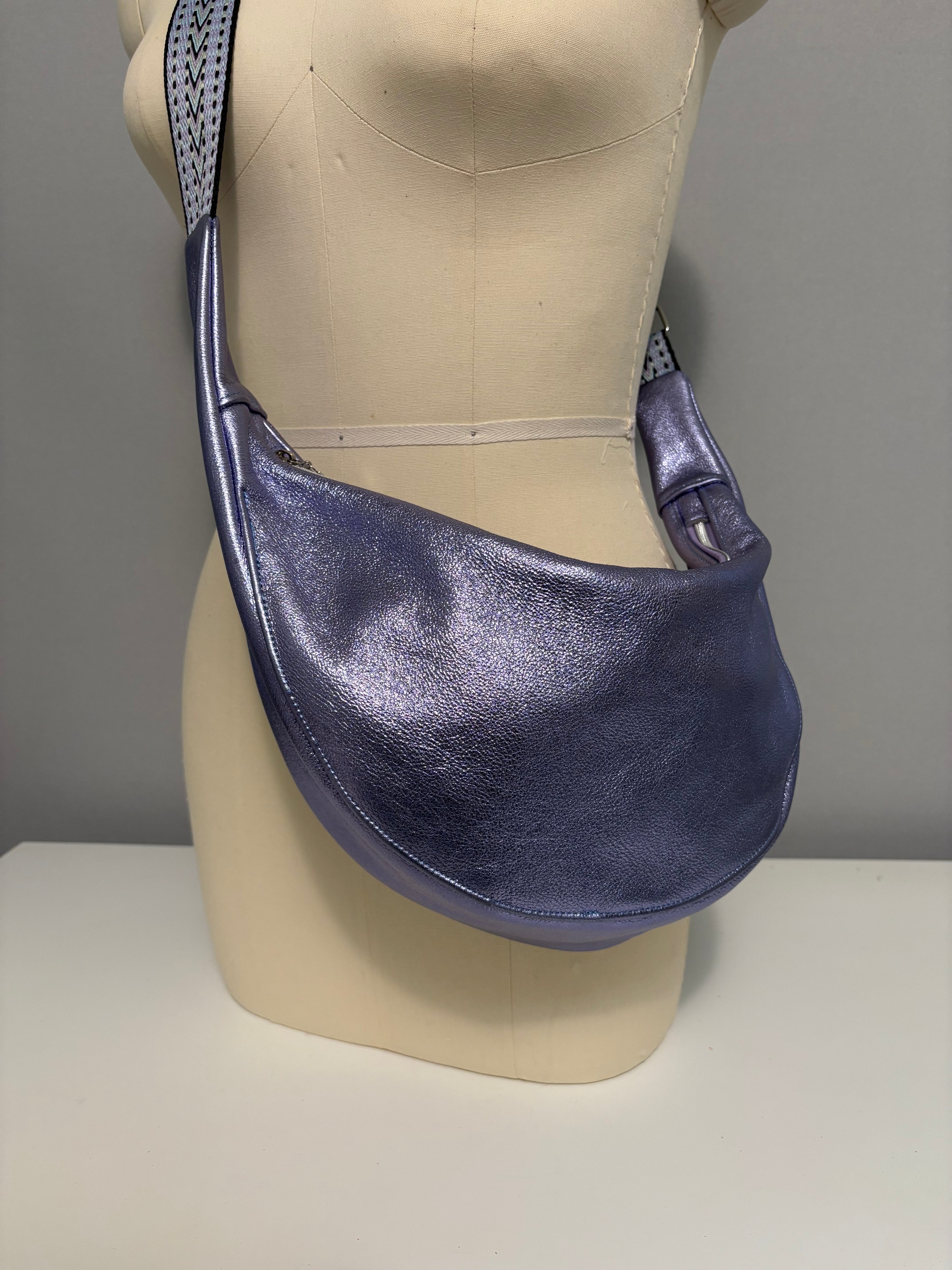 Large Crescent Bag - Metallic Leather