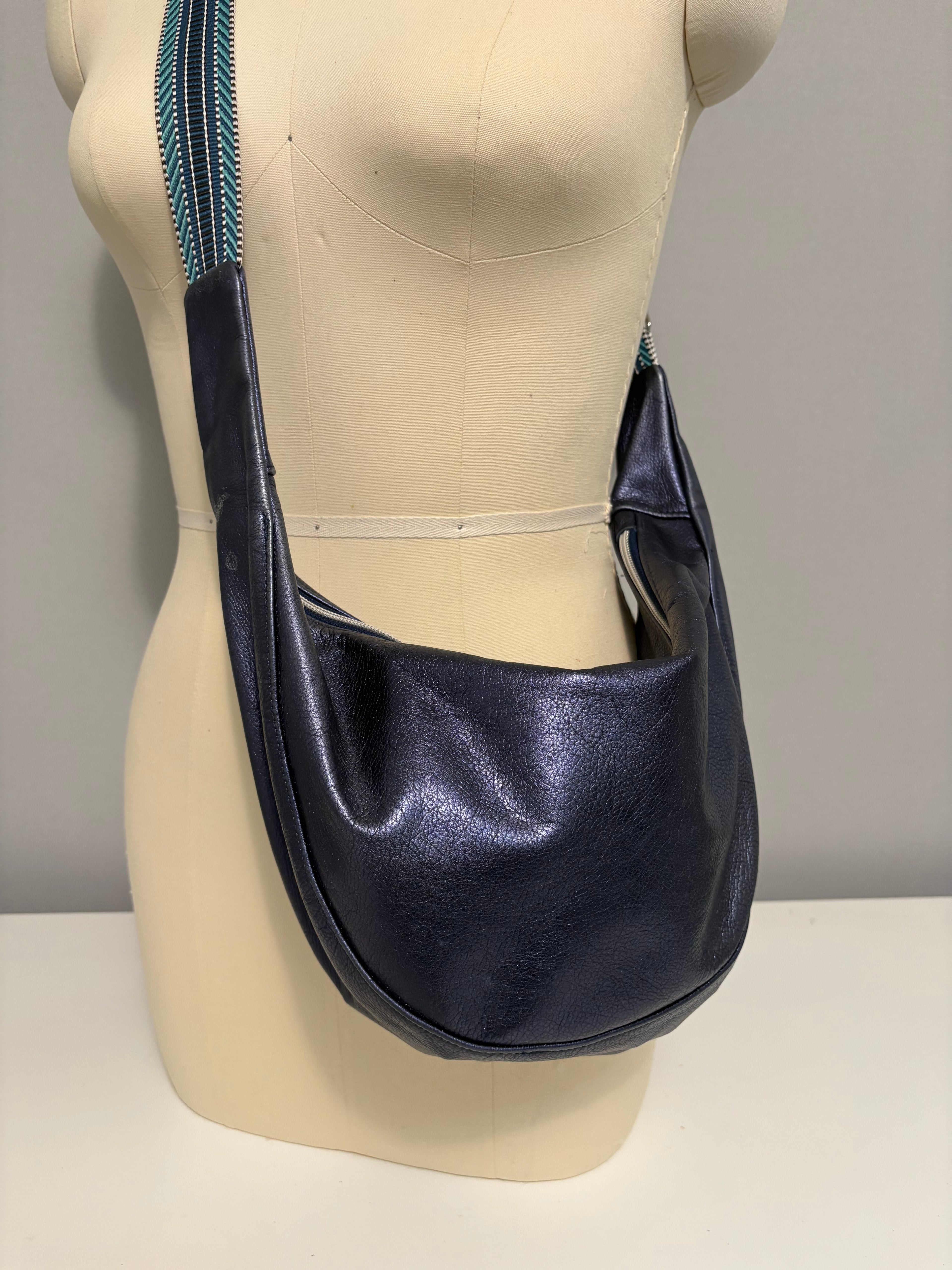 Large Crescent Bag - Metallic Leather