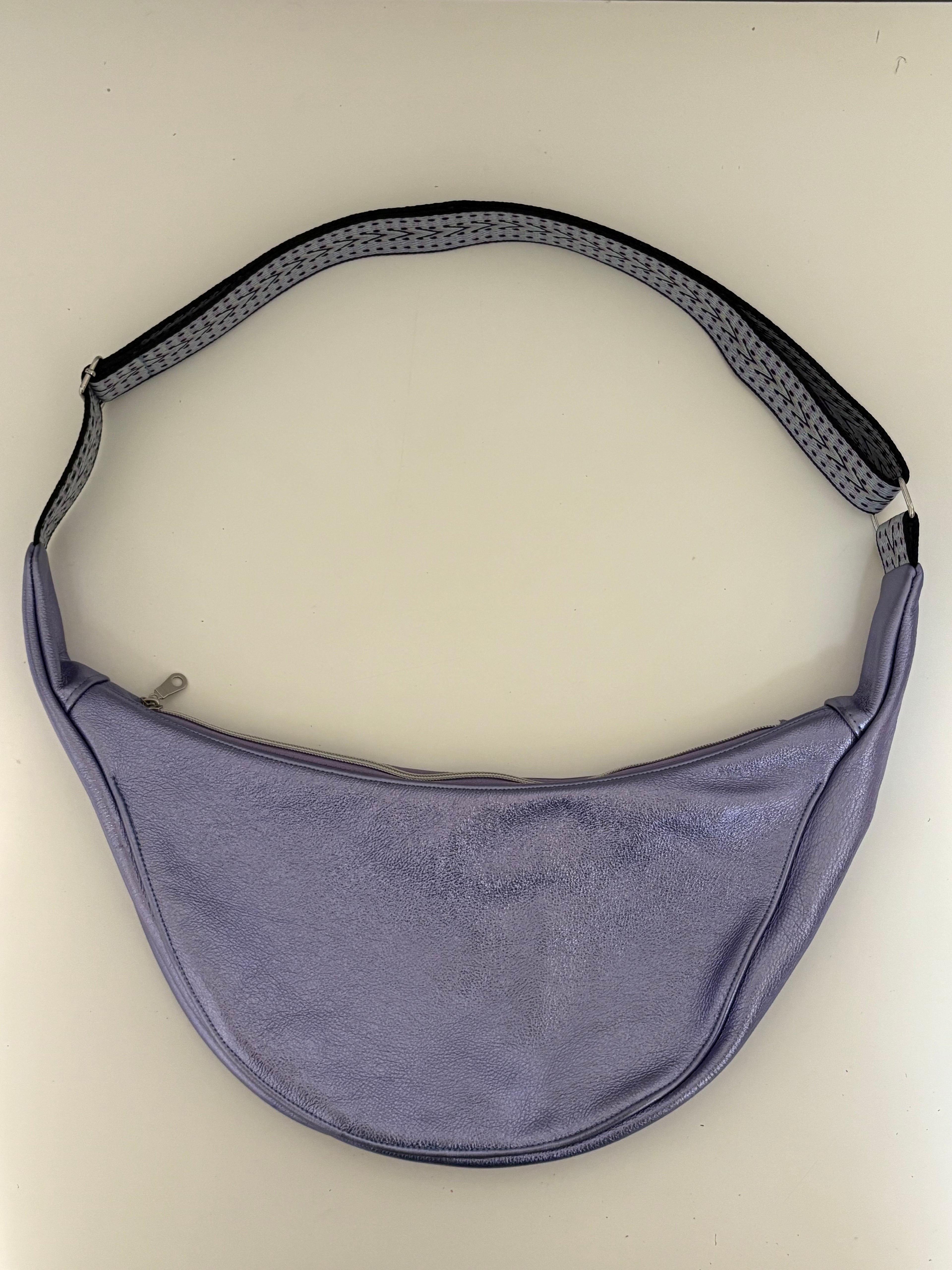 Large Crescent Bag - Metallic Leather