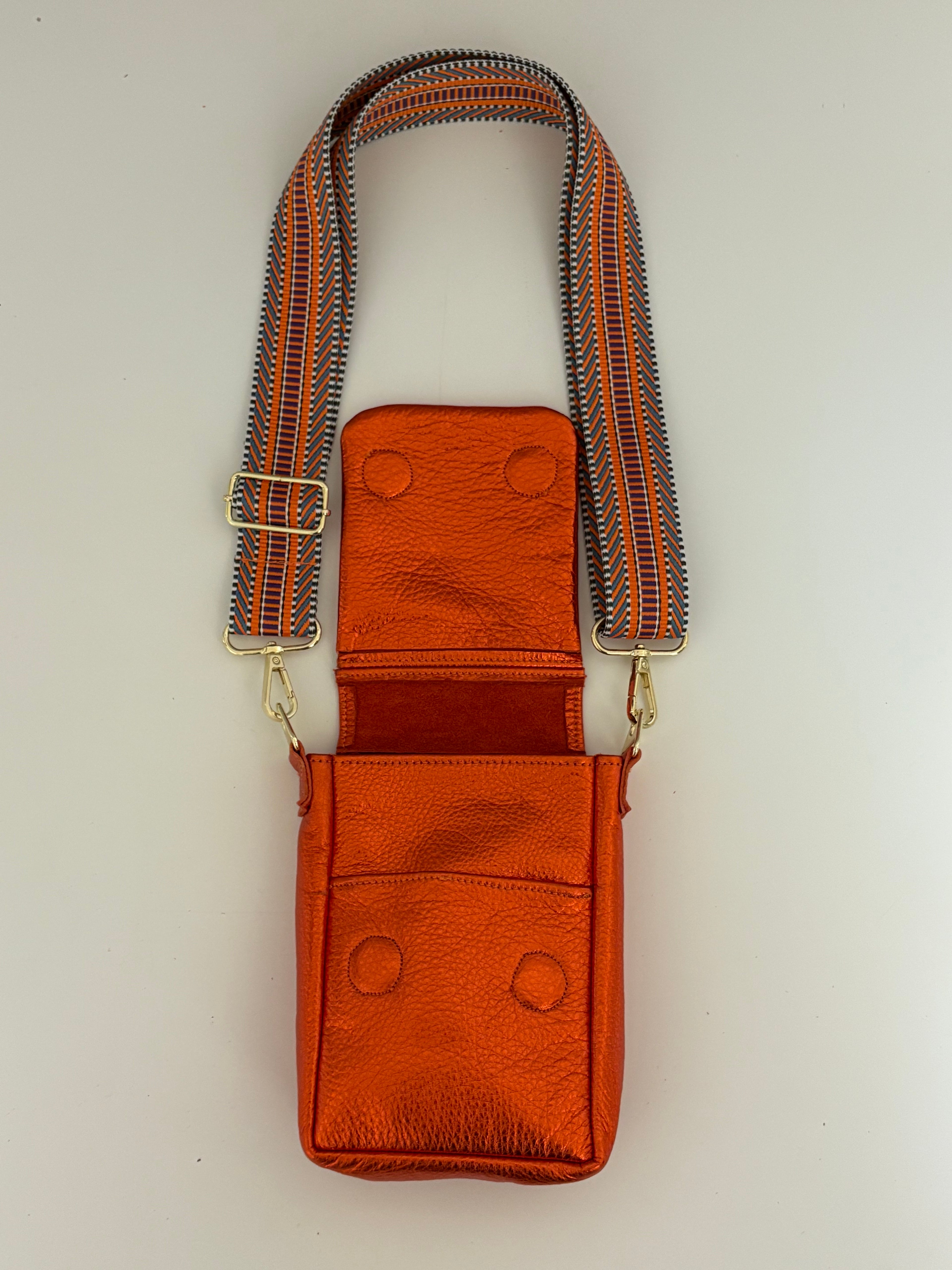 Mini Messenger Bag - Metallic Leather