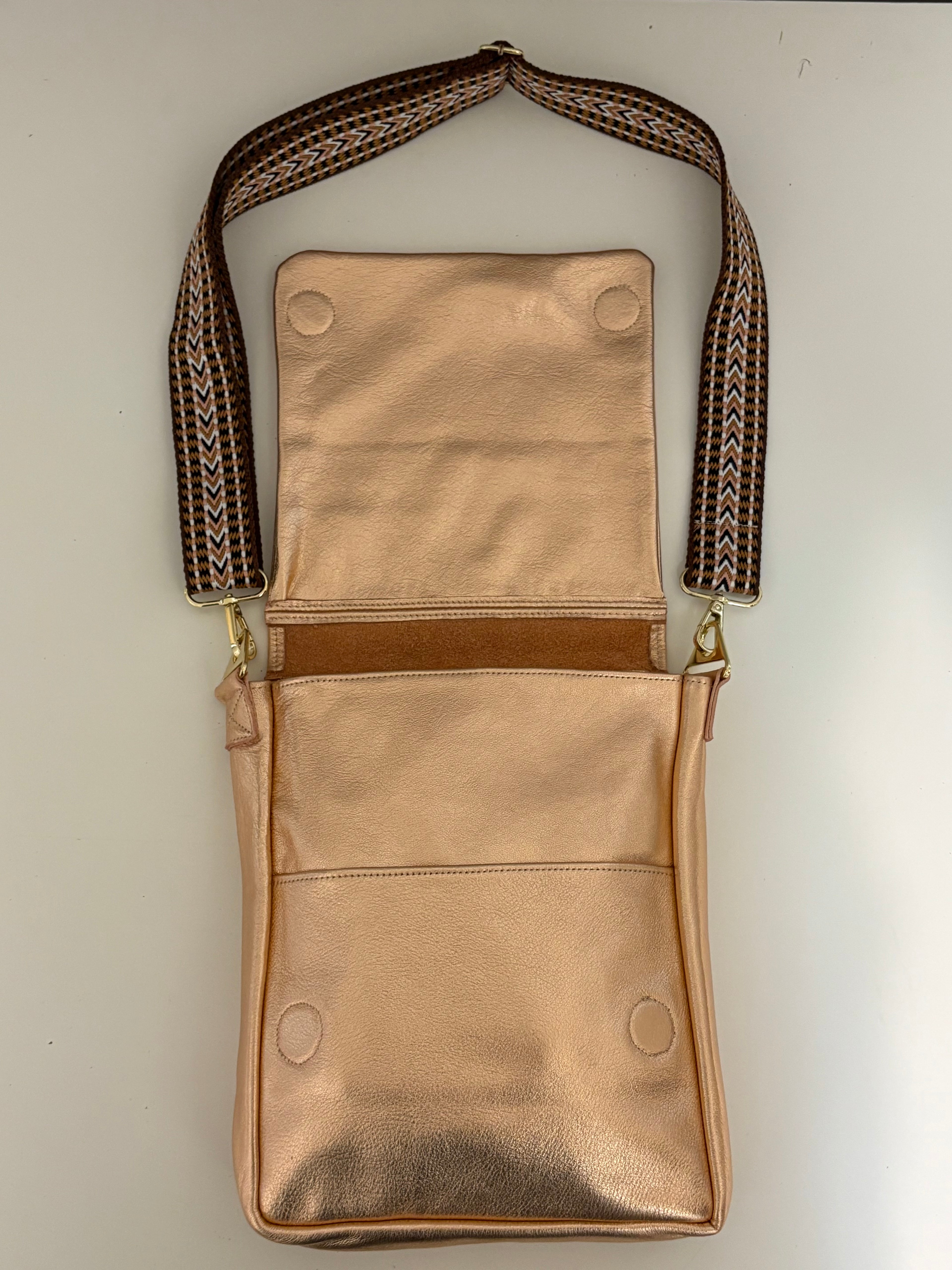 Crossbody Messenger bag - Metallic Leather