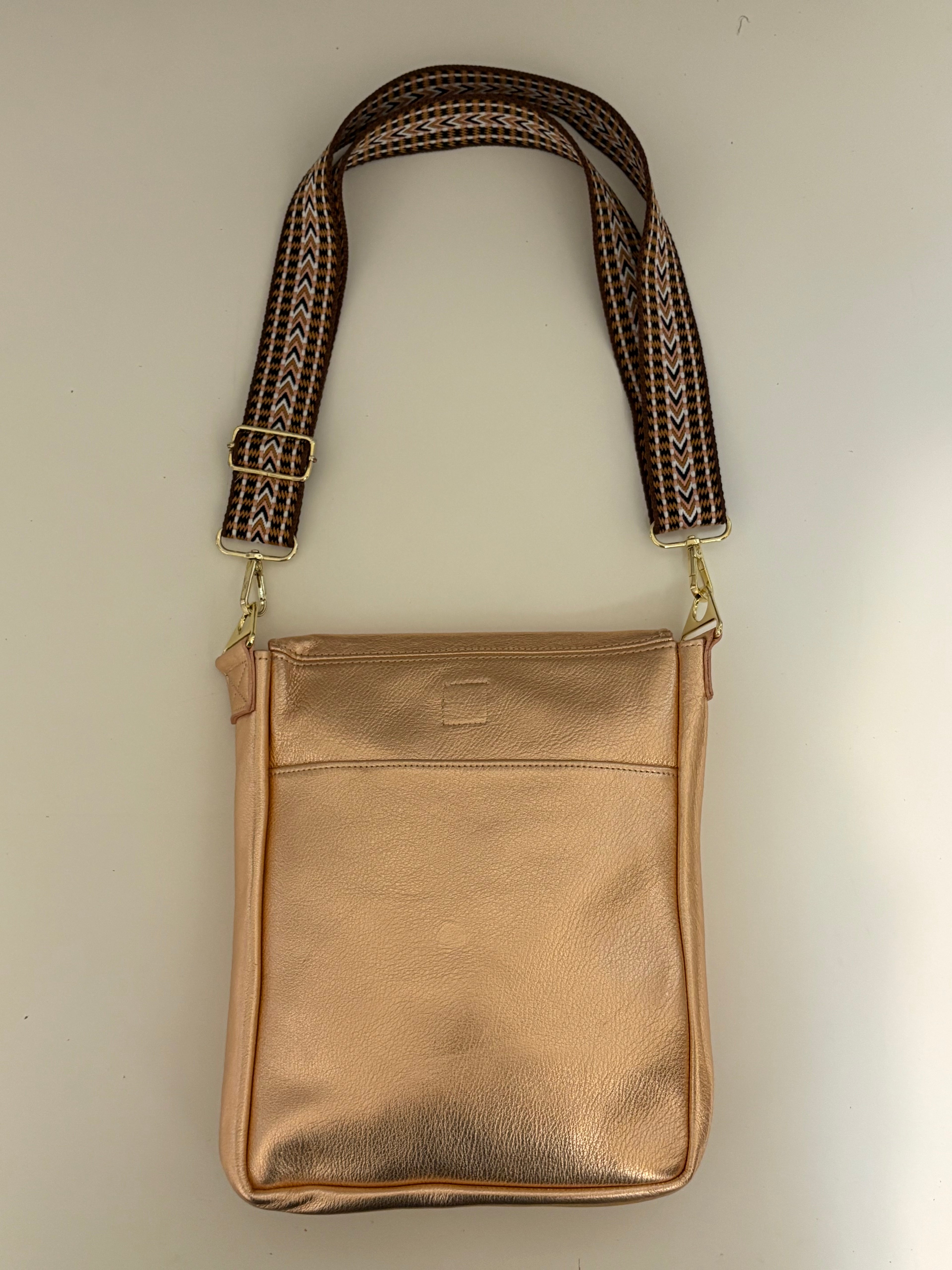 Crossbody Messenger bag - Metallic Leather