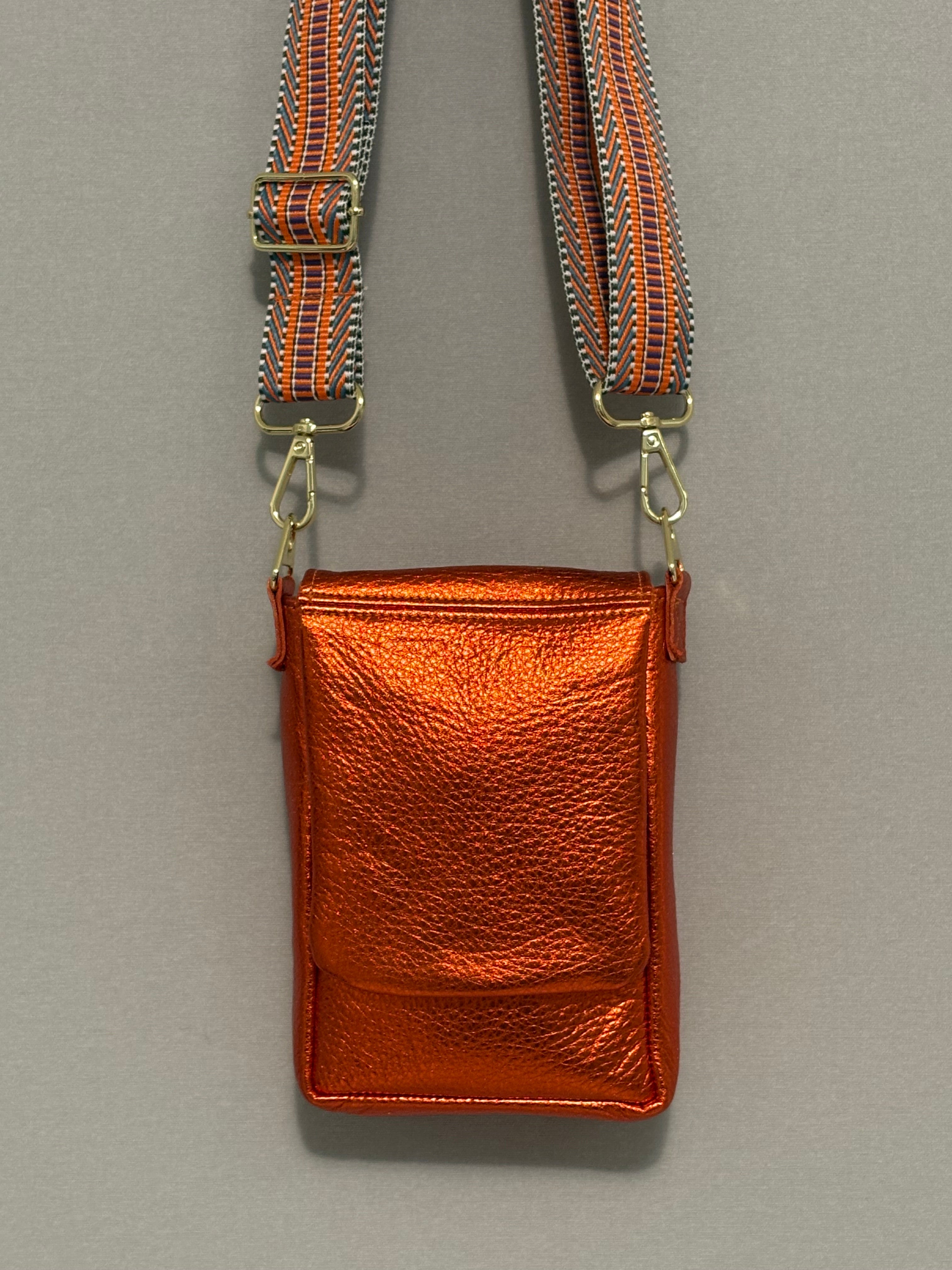 Mini Messenger Bag - Metallic Leather
