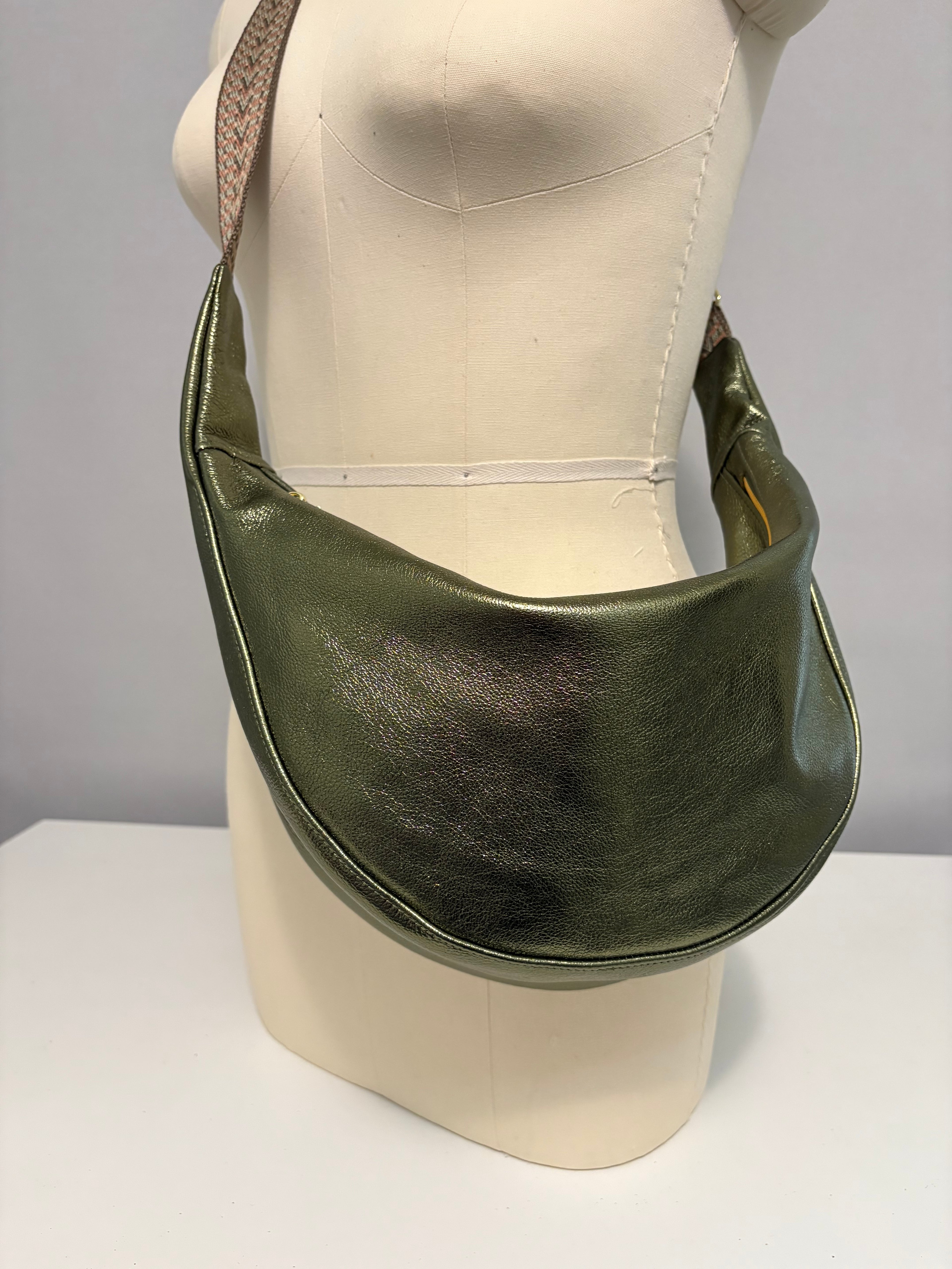 Large Crescent Bag - Metallic Leather