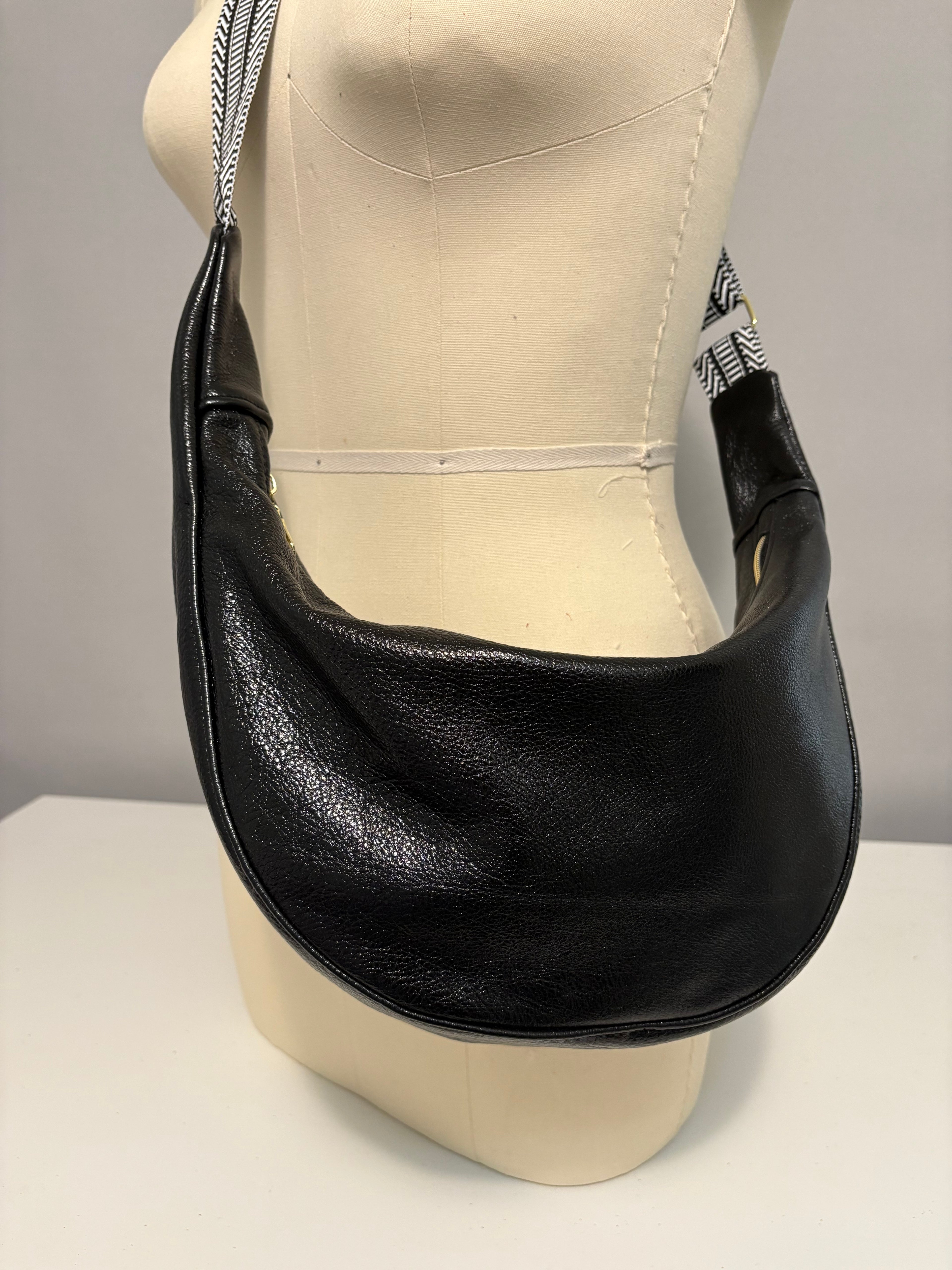 Large Crescent Bag - Metallic Leather