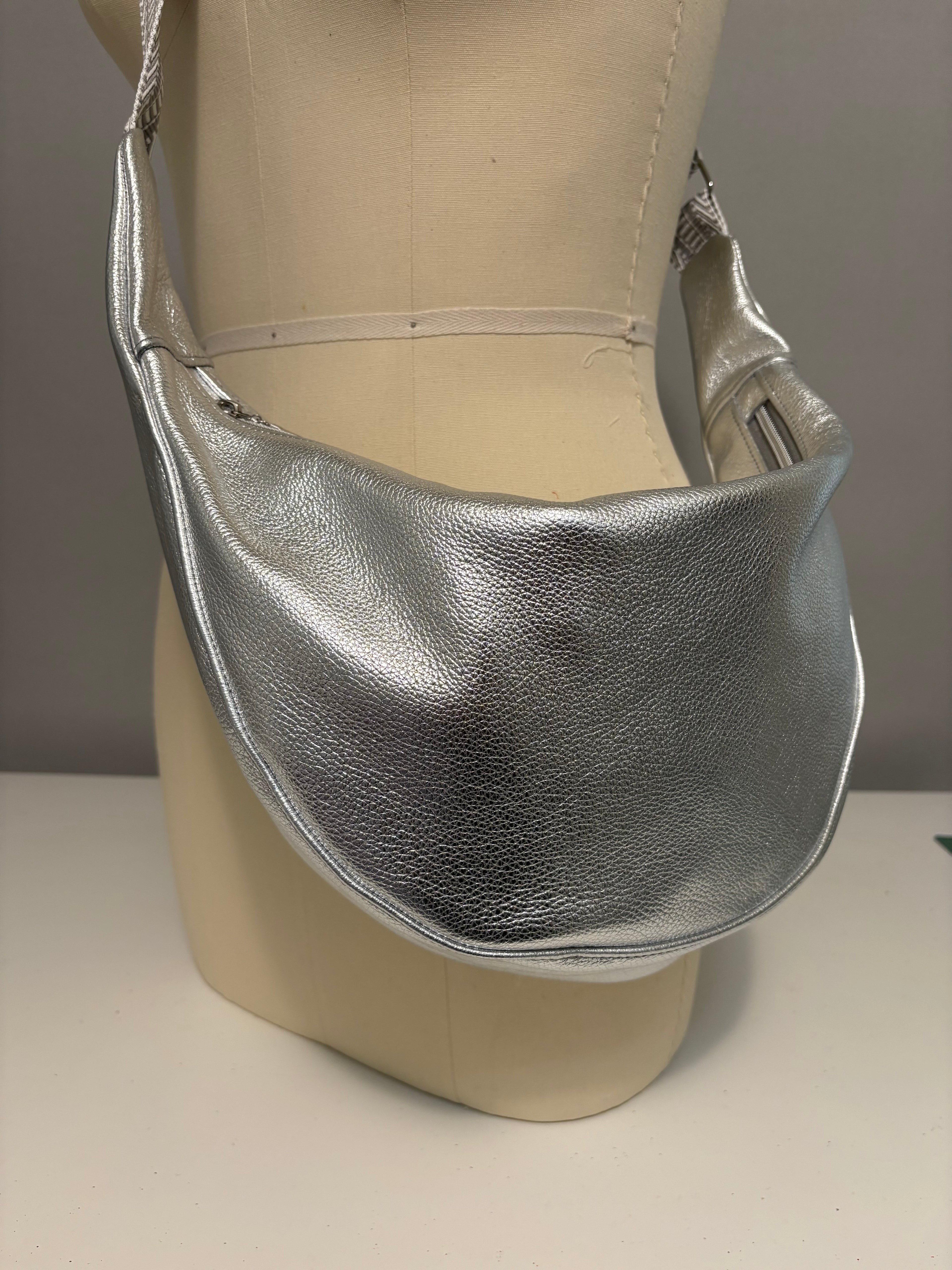 Large Crescent Bag - Metallic Leather