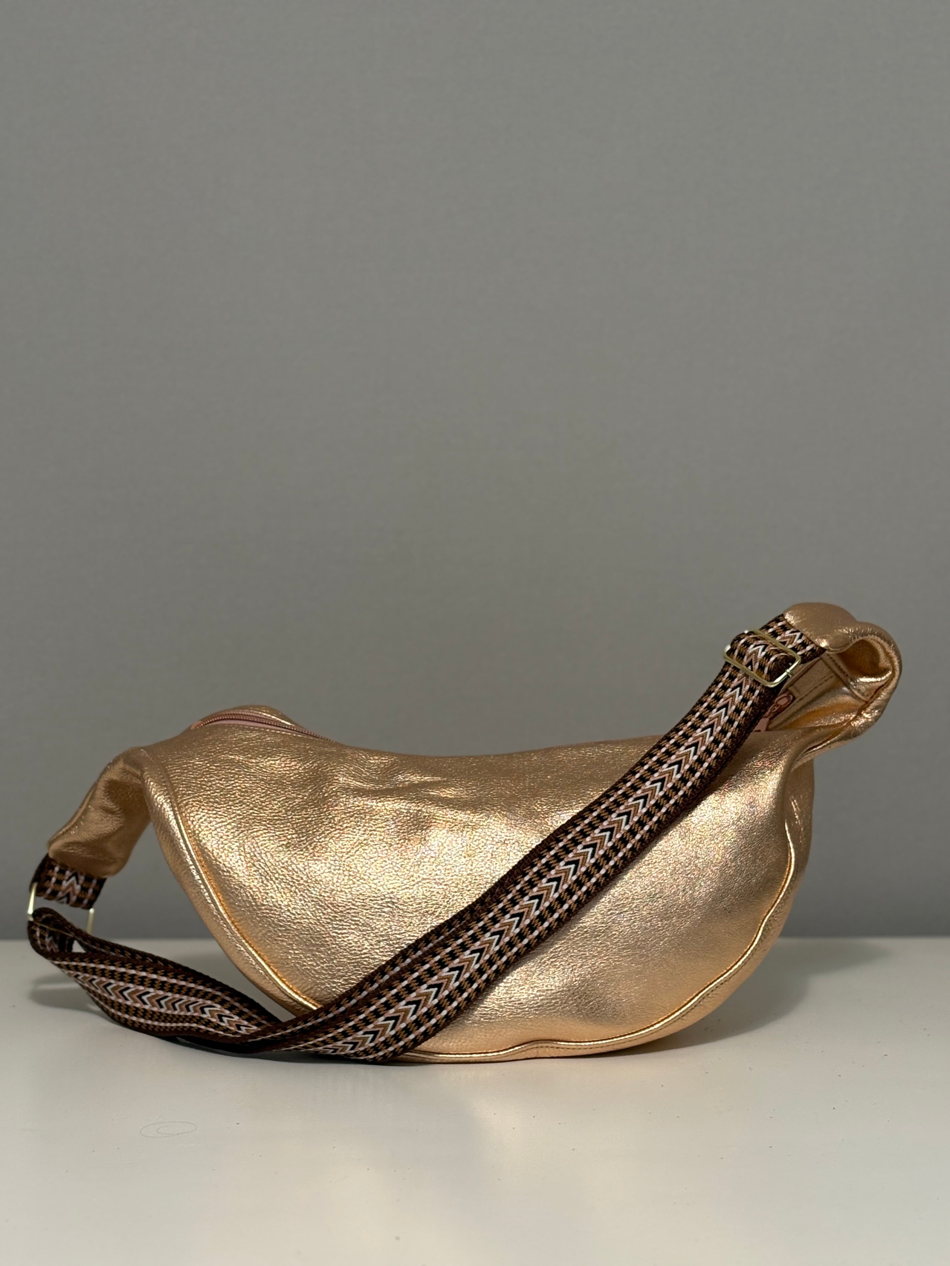 Large Crescent Bag - Metallic Leather