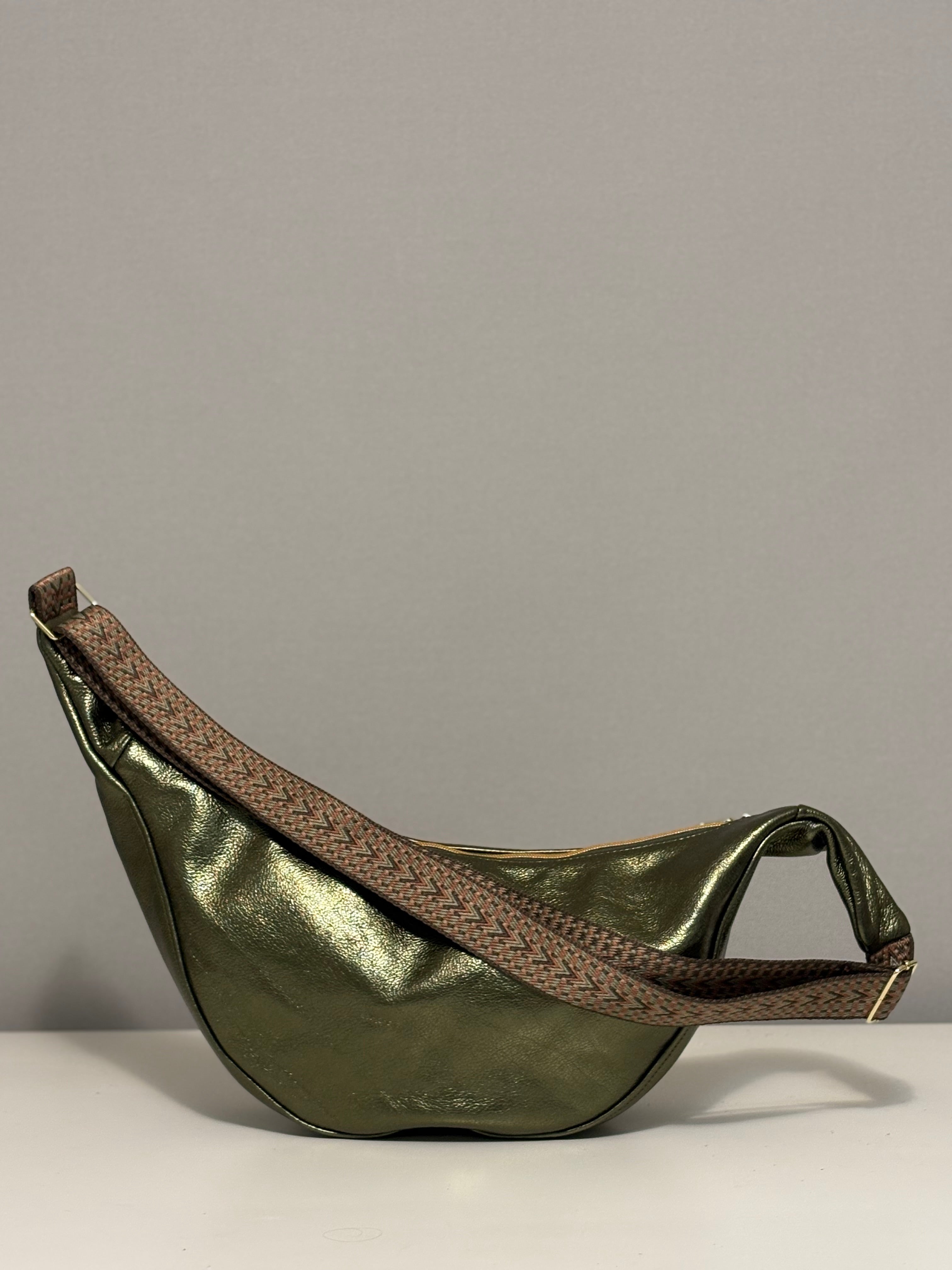 Large Crescent Bag - Metallic Leather