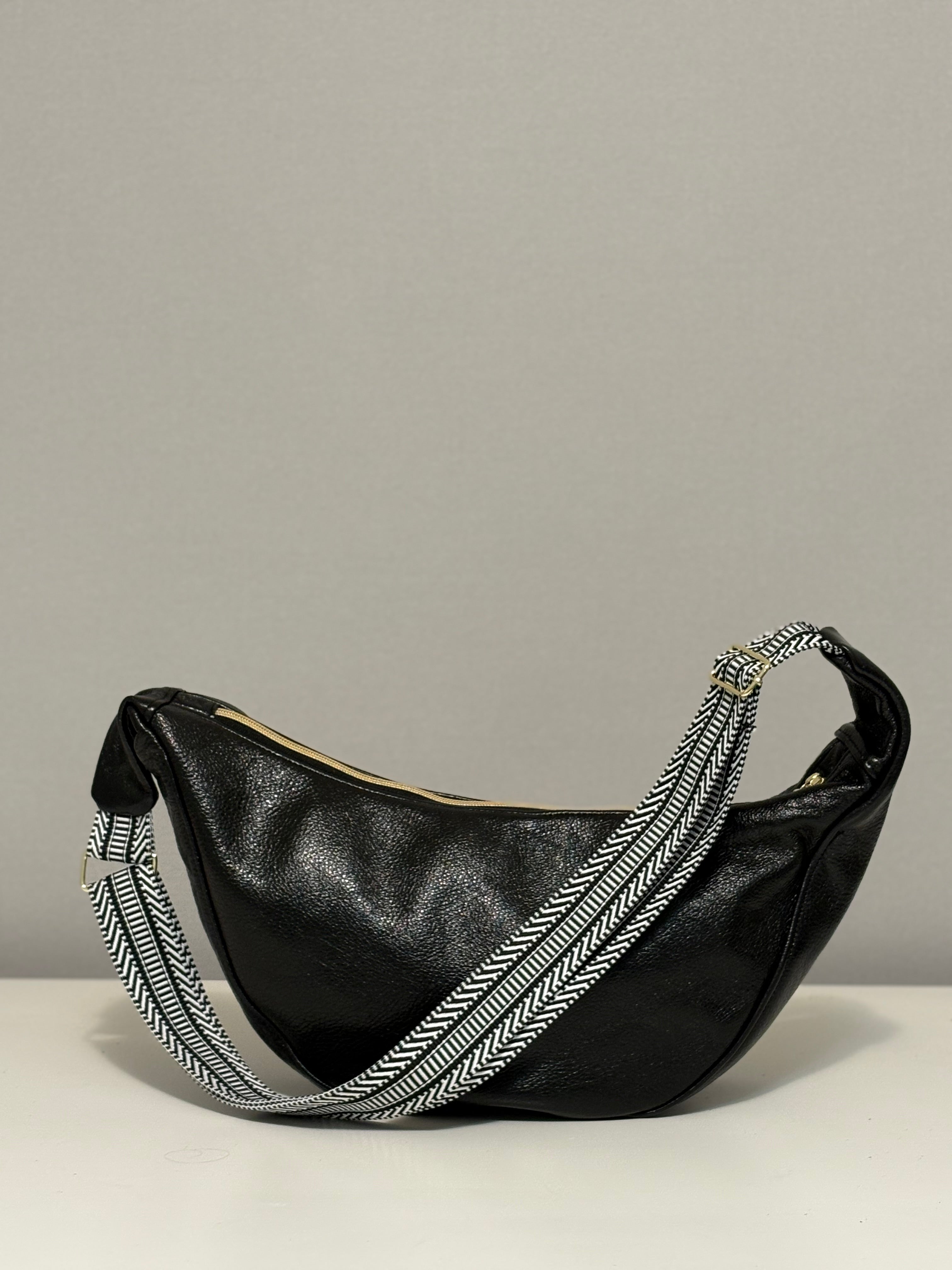 Large Crescent Bag - Metallic Leather