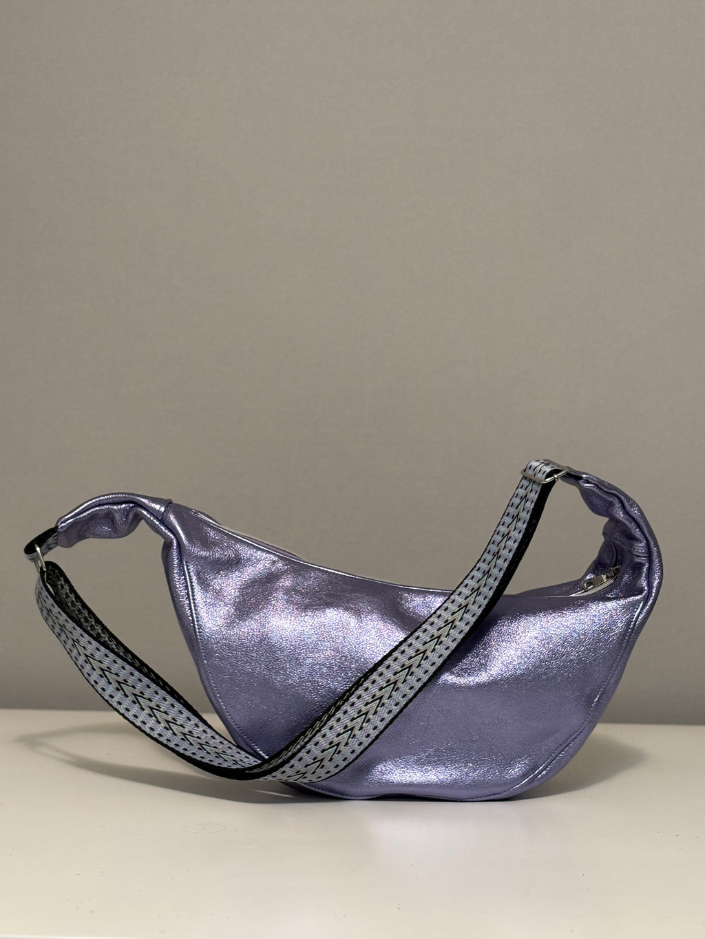 Large Crescent Bag - Metallic Leather