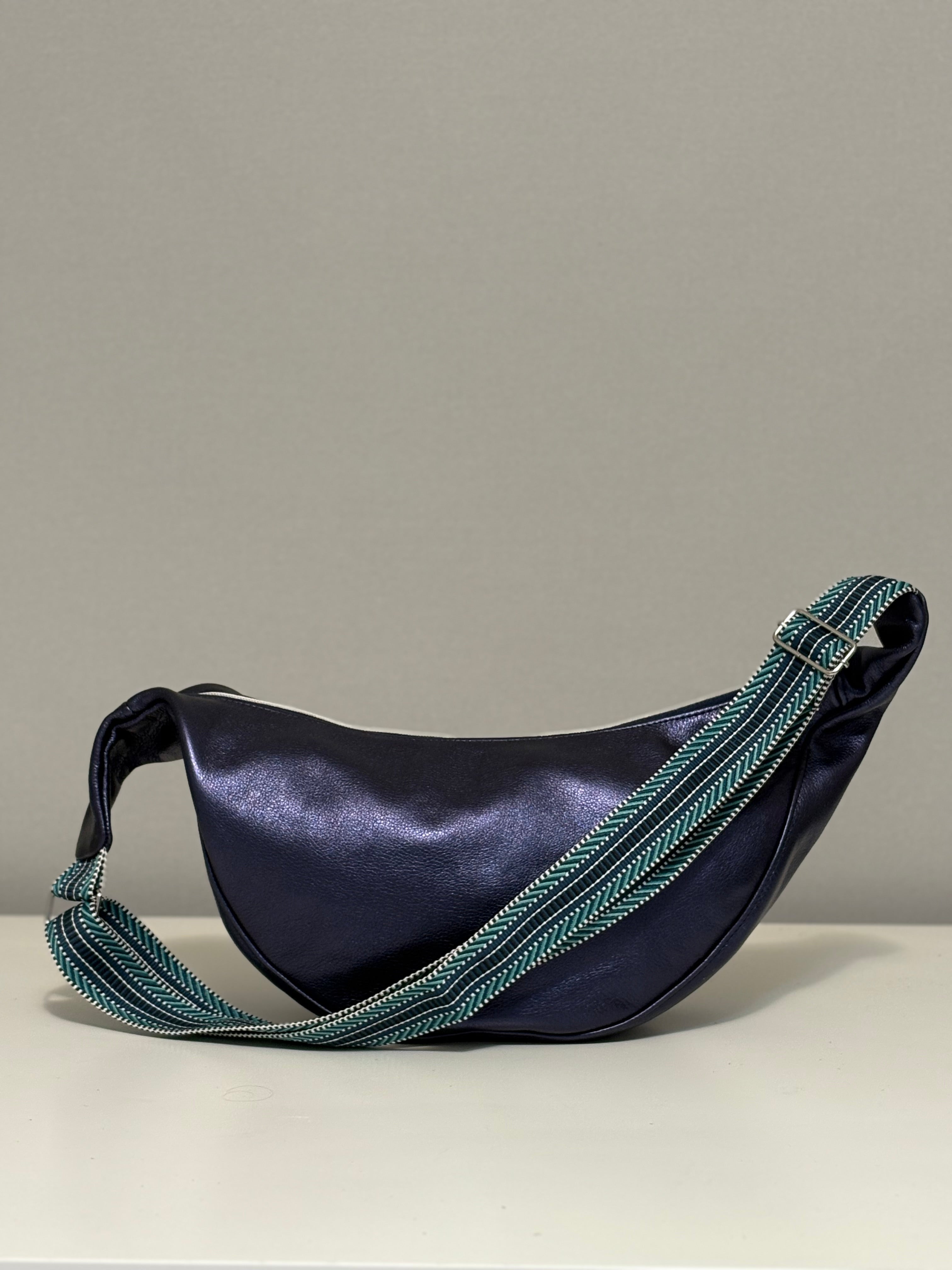Large Crescent Bag - Metallic Leather
