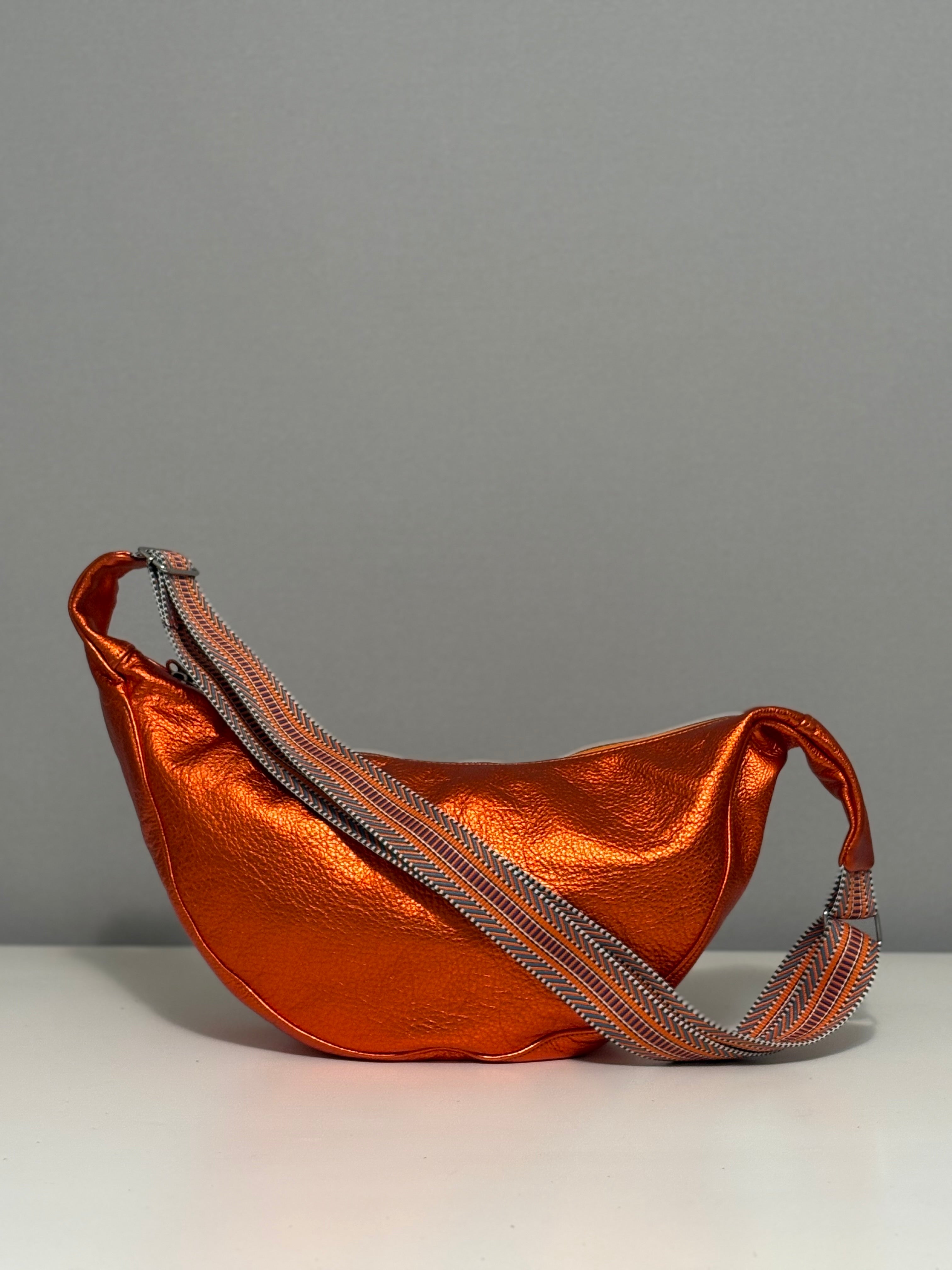 Large Crescent Bag - Metallic Leather